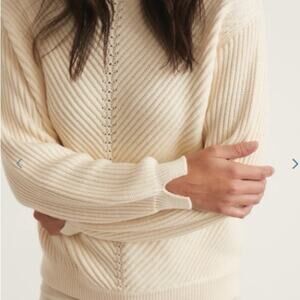 NWT Marine Layer Skylar Ivory Wool Blend Turtleneck Sweater Size XL